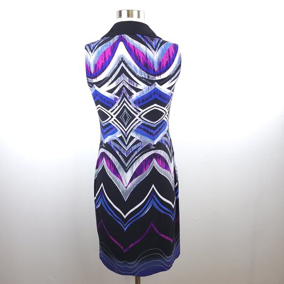 Saint Tropez West Sleeveless Jersey Collared Dress Size 4 Bright Blue Purple - Picture 5 of 8